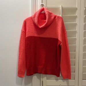Pink and red color block Sweater